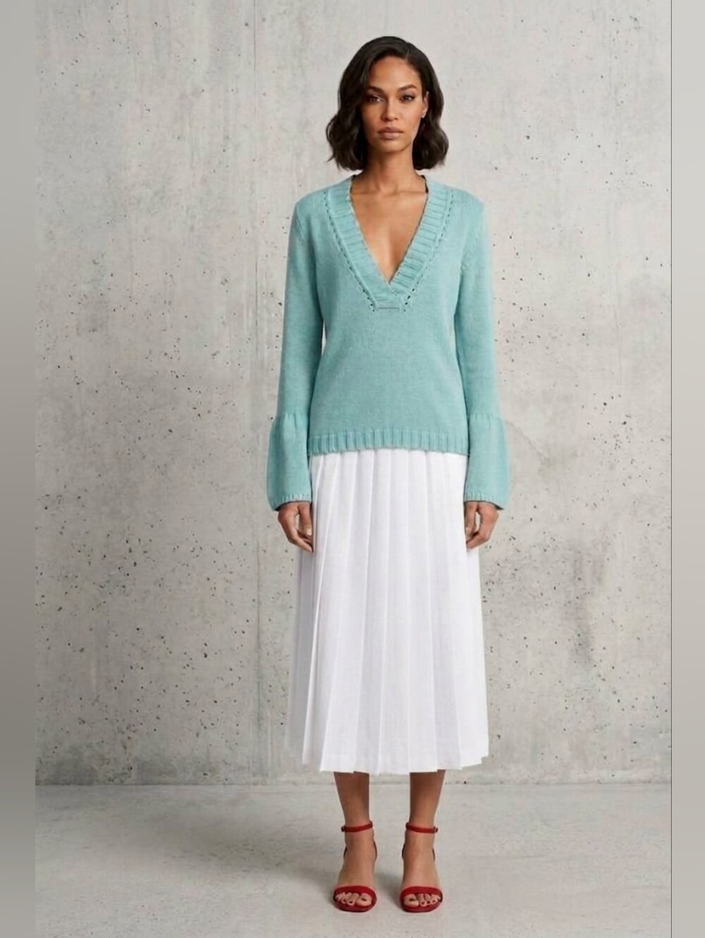 Vintage | Knife-pleated Midi Skirt